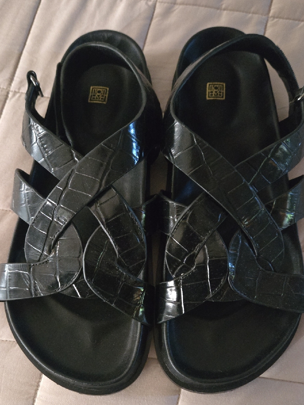 Toteme Black Croc-Embossed Gladiator Sandals - Picture 4 of 15